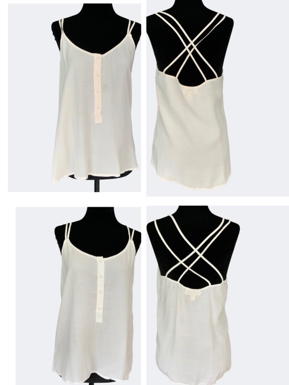 Anthropologie Bundle 2 Cloth & Stone Spaghetti Strap Camisoles Pink White S